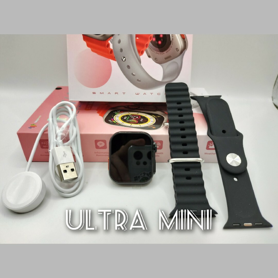 mini【体温・着信】スマートウォッチ(ブラック)HW68 ULTRA mini レディースのファッション小物(腕時計)の商品写真