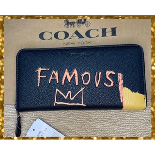 コーチ(COACH)の【新品未使用】　COACH 　 長財布　レザー 　バスキアコラボ　ブラック(長財布)