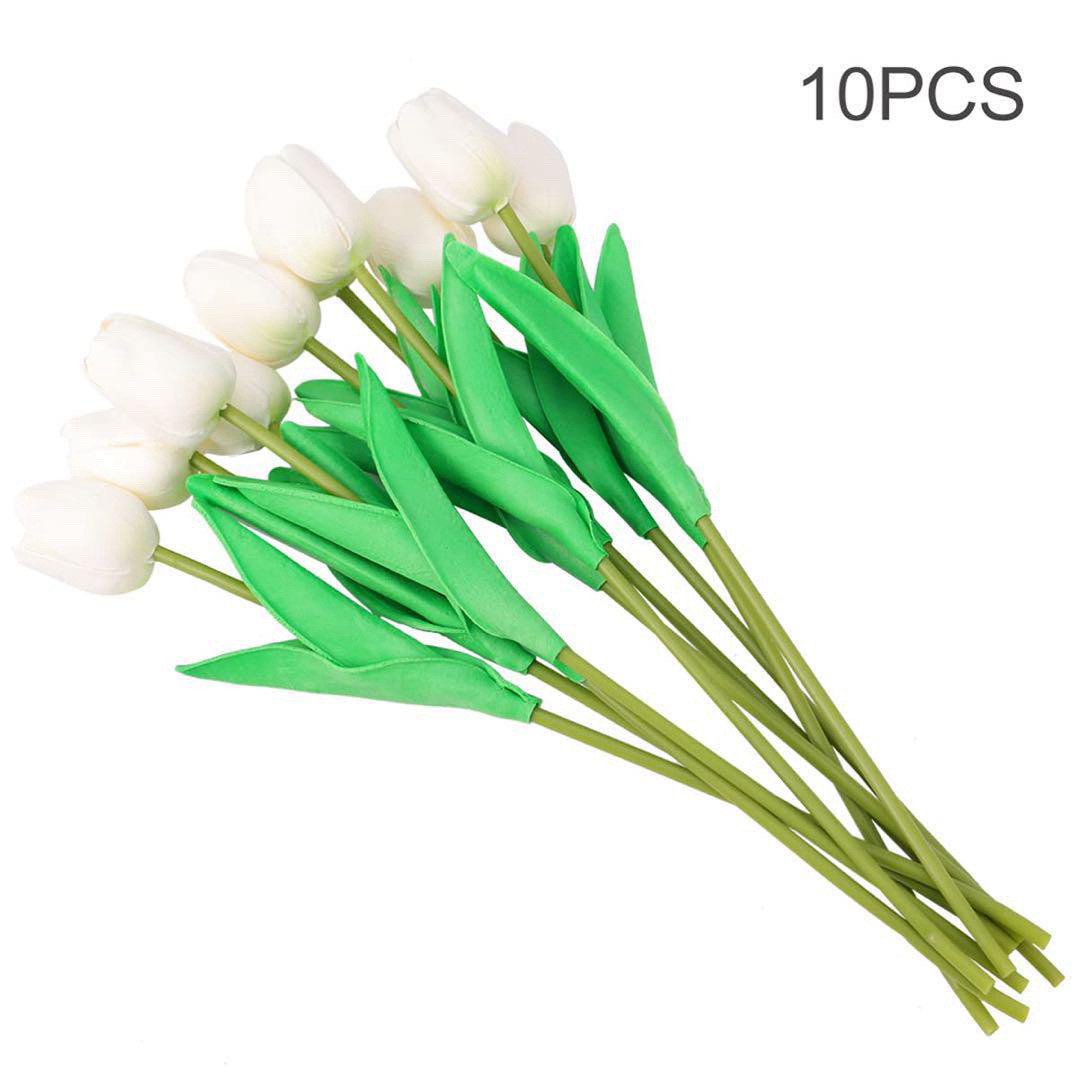 造花　白いチューリップ 10本 枯れない花 チューリップ インテリア 花束 ハンドメイドのフラワー/ガーデン(その他)の商品写真