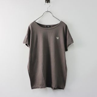 マーブルシュッド marble SUD 胸元 ドッグ刺繍 ヒラメ TEE /チャコールグレー トップス Tシャツ カットソー【2400013845007】(Tシャツ(半袖/袖なし))