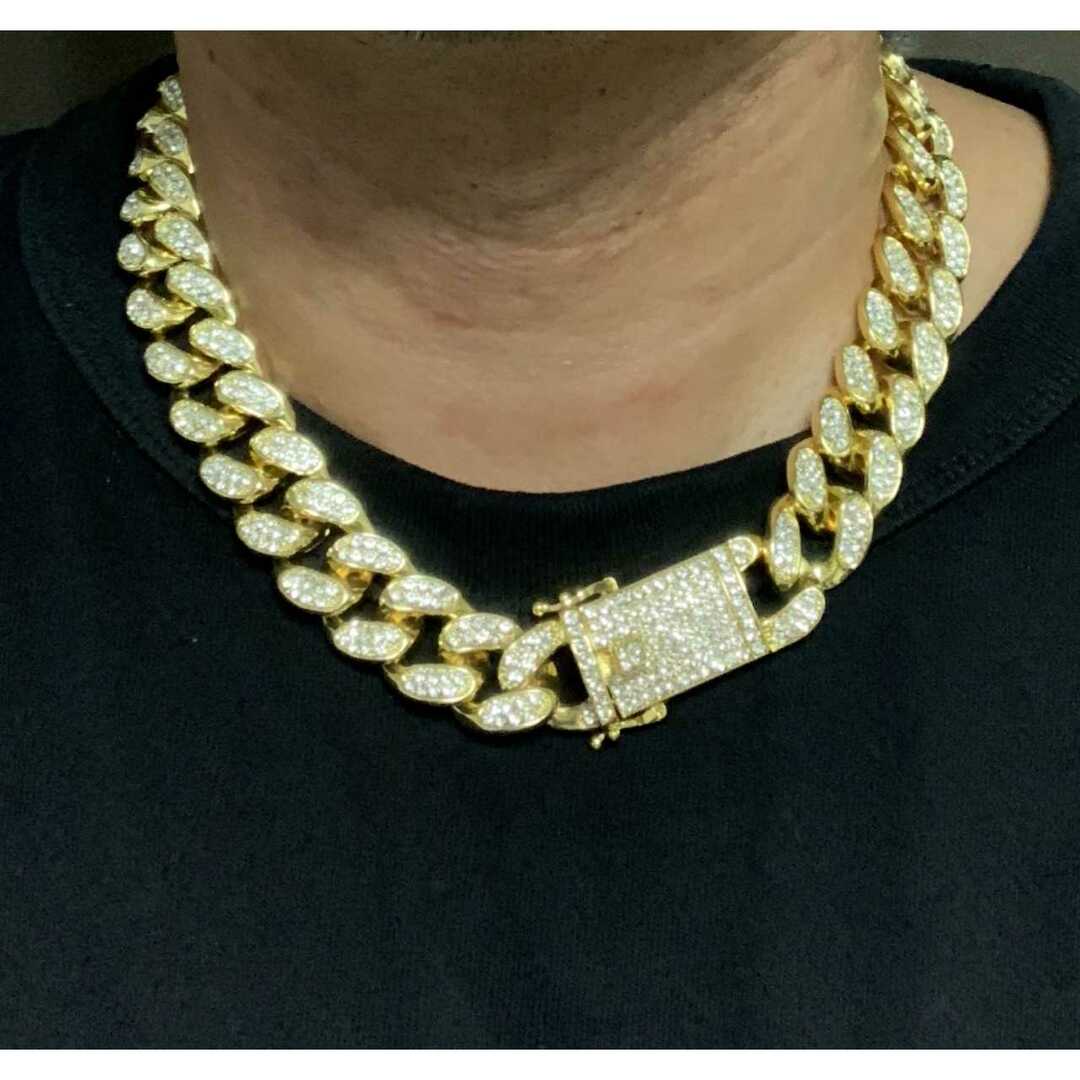ゴールド 50cm幅2cm  ジルコニアネックレス メンズのアクセサリー(ネックレス)の商品写真