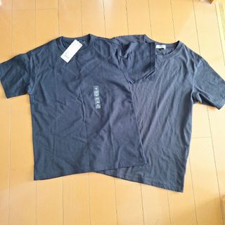 ユニクロ(UNIQLO)のユニクロ他　半袖Tシャツ　無地　黒色　2枚セット　150cm  160cm(Tシャツ/カットソー)