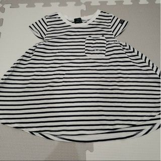 petit main - キッズ 110 Tシャツ 半袖 プティマイン 綿100% ボーダー 猫 春夏