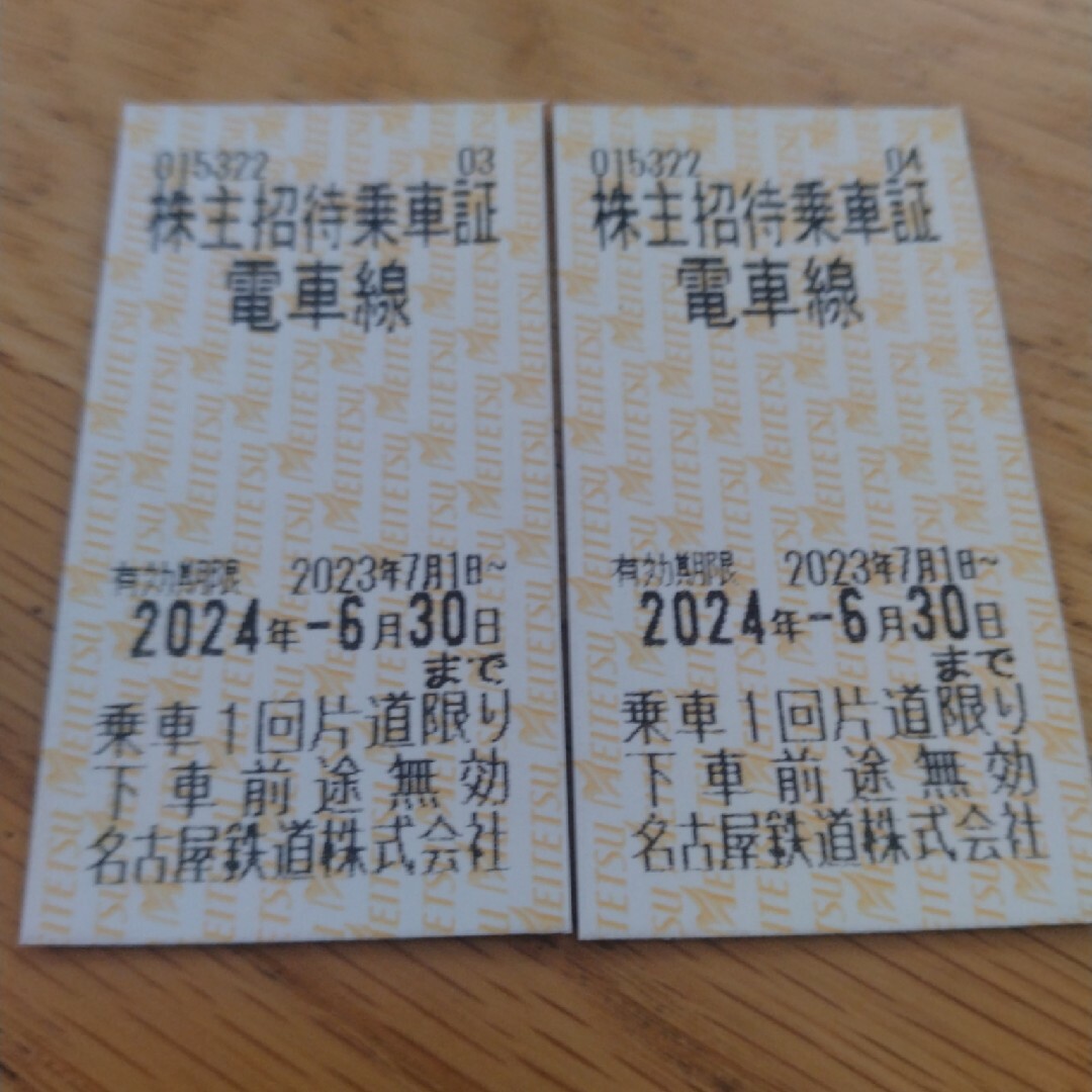 名古屋鉄道　乗車券　2枚 チケットの施設利用券(遊園地/テーマパーク)の商品写真