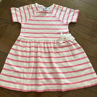 PETIT BATEAU - プチバトー ボーダー 半袖 ワンピース 86cm 中古品