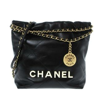 CHANEL - CHANEL(シャネル) ショルダーバッグ レディース美品  CHANEL 22 ミニ ハンドバッグ AS3980 黒 2WAY/ゴールド金具/チェーンショルダー シャイニー カーフスキン