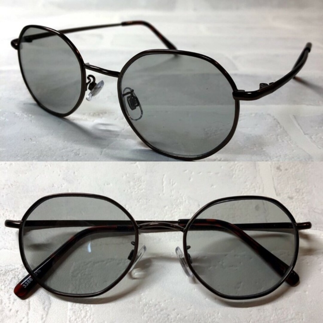 ヘキサゴンフレーム ライトグレー ボストン サングラス ウエリントン 眼鏡 メンズのファッション小物(サングラス/メガネ)の商品写真