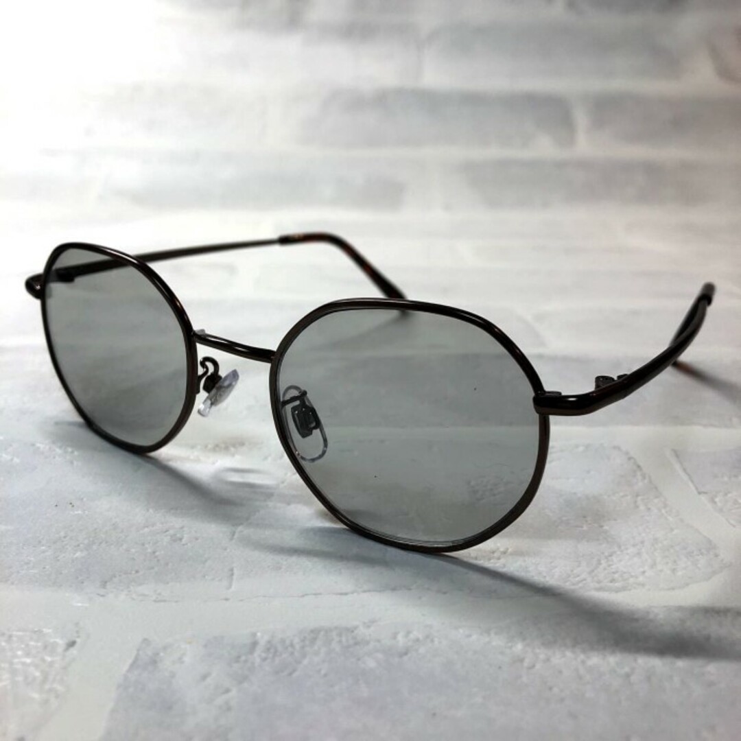 ヘキサゴンフレーム ライトグレー ボストン サングラス ウエリントン 眼鏡 メンズのファッション小物(サングラス/メガネ)の商品写真