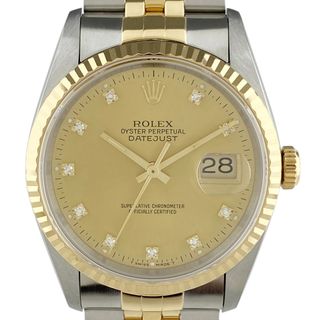 ロレックス(ROLEX)のロレックス デイトジャスト 10Pダイヤ 16233G 自動巻き メンズ 【中古】(腕時計(アナログ))