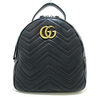 グッチ(Gucci)のGUCCI(グッチ) リュックサック GGマーモント キルティングレザー バックパック 476671 黒 レザー(リュック/バックパック)