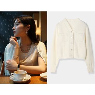 アニュアンス(ánuans)のlaubeblanc Basket Knit Cardigan white(カーディガン)