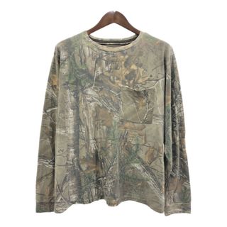 REALTREE 長袖Ｔシャツ アウトドア リアルツリーカモ ブラウン (メンズ 2XL) 中古 古着 Q6023(Tシャツ/カットソー(七分/長袖))