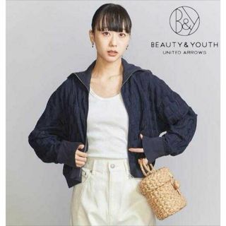 BEAUTY&YOUTH UNITED ARROWS - 美品★BEAUTY&YOUTH チェッカ―ジャカード ジップカーディガン 502