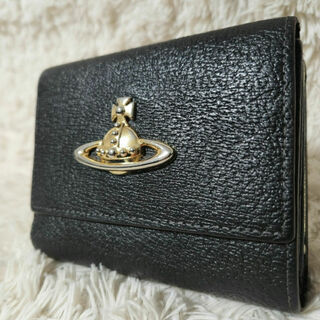 ヴィヴィアンウエストウッド(Vivienne Westwood)の美品 Vivienne Westwood 三つ折り財布 がま口 オーブ ブラック(財布)