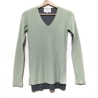 ベイジ(BEIGE,)のBEIGE(ベイジ) 長袖セーター サイズ4 XL レディース美品  - イエローグリーン×グレー Vネック(ニット/セーター)