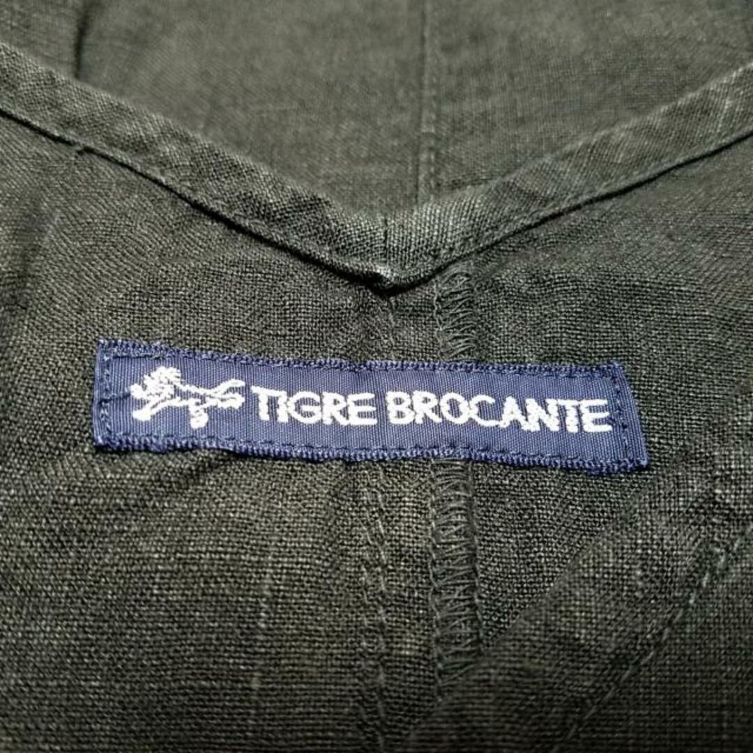 TIGRE BROCANTE(ティグルブロカンテ)のTIGRE BROCANTE(ティグルブロカンテ) ワンピース サイズF レディース - 黒 Vネック/半袖/ひざ丈/麻/ウエストゴム レディースのワンピース(その他)の商品写真