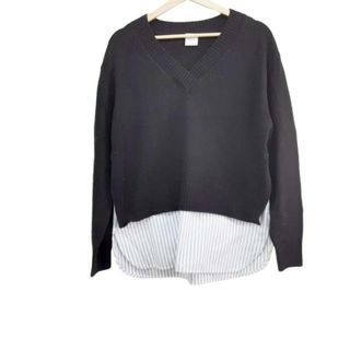 PaulSmith(ポールスミス) 長袖セーター サイズM レディース美品  - 黒×白×マルチ クルーネック/ストライプ