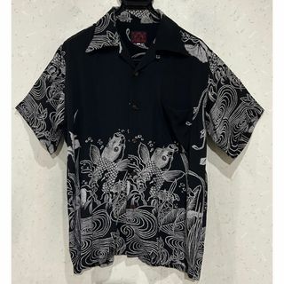 ＊EVISU 和柄 鯉 アロハシャツ オープンカラー 半袖シャツ トップス 38