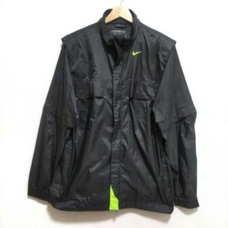 ナイキ(NIKE)のNIKE(ナイキ) ブルゾン サイズL メンズ美品  - 黒×ライトグリーン 長袖/ジップアップ/春/秋(ブルゾン)