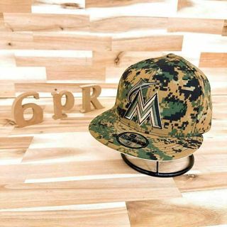 ニューエラー(NEW ERA)の稀少【ニューエラ×マイアミマーリンズ】デジタル迷彩カモ キャップ 茶×カーキ(キャップ)