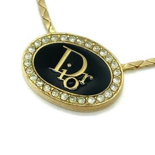 クリスチャンディオール(Christian Dior)のDIOR/ChristianDior(ディオール/クリスチャンディオール) ネックレス美品  - 金属素材 ゴールド×黒 ラインストーン(ネックレス)