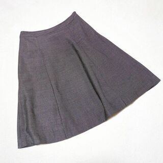 【ヴィンテージ】(38) 台形スカート ミディ丈 シンプル シルク ウール(ひざ丈スカート)