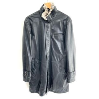 バーバリーブラックレーベル(BURBERRY BLACK LABEL)のBurberry Black Label(バーバリーブラックレーベル) コート サイズM メンズ - 黒×ベージュ 長袖/レザー/ファー/秋/冬(その他)