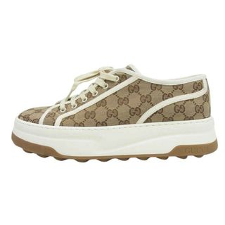 Gucci - GUCCI グッチ スニーカー 23AW 745997 ベージュ ＆ エボニー オリジナル GGキャンバス ローカット スニーカー  ライトブラウン系 10【中古】