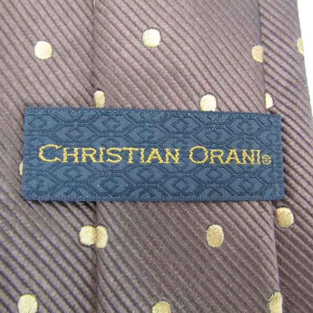 クリスチャン オラーニ ブランド ネクタイ ストライプ柄 ドット シルク イタリア製 PO  メンズ ブラウン CHRISTIAN ORANI メンズのファッション小物(ネクタイ)の商品写真