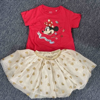 ディズニー(Disney)のミニーTシャツチュールスカート　セット(Tシャツ/カットソー)
