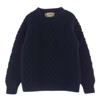 インバーアラン(INVERALLAN)のINVERALLAN インバーアラン ニット 茶タグ 英国製 1A CREW-NECK KNIT ウール ケーブル ニット セーター ネイビー ネイビー系【中古】(ニット/セーター)