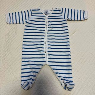 プチバトー(PETIT BATEAU)のプチバトー　足つきロンパース　ボーダー　3m(ロンパース)