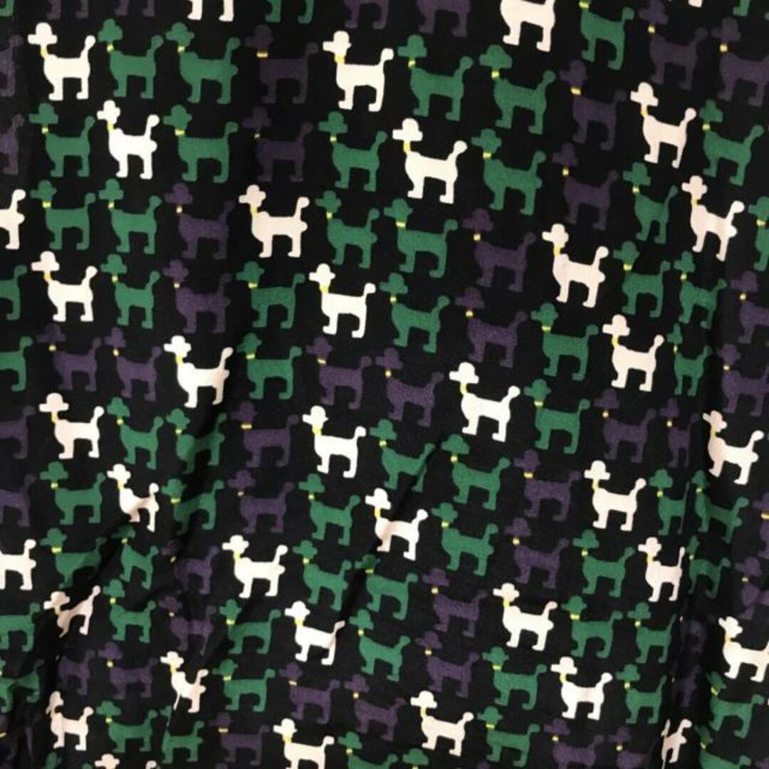 MISSONI(ミッソーニ)のMISSONI(ミッソーニ) ノースリーブシャツブラウス サイズ38 S レディース - 黒×グリーン×マルチ シルク/犬柄 レディースのトップス(シャツ/ブラウス(半袖/袖なし))の商品写真