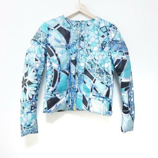 エミリオプッチ(EMILIO PUCCI)のEMILIO PUCCI(エミリオプッチ) ダウンジャケット レディース美品  - ブルーグリーン×ブルー×マルチ 長袖/冬(ダウンジャケット)