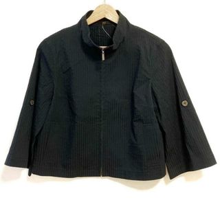 ダックス(DAKS)のDAKS(ダックス) ブルゾン サイズ38 L レディース - 黒 七分袖/ストライプ/ジップアップ/春/秋(ブルゾン)