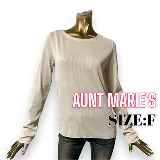 アントマリーズ(Aunt Marie's)のAUNTMARIE'S ♥ お洒落 リブ風 ストライプバイカラートップス(Tシャツ(長袖/七分))