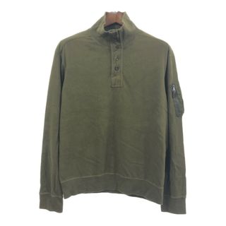 ポロラルフローレン(POLO RALPH LAUREN)のPolo by Ralph Lauren ポロ ラルフローレン ハーフボタン ミリタリースウェット オリーブ (メンズ L) 中古 古着 Q6028(Tシャツ/カットソー(七分/長袖))