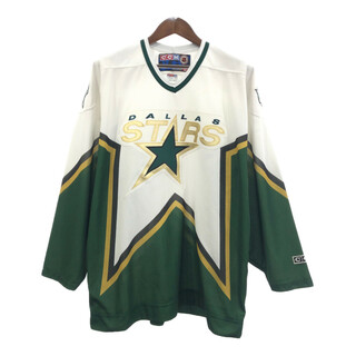 カナダ製 CCM NHL ダラス・スターズ ホッケー ゲームシャツ ユニフォーム プロチーム グリーン (メンズ XL) 中古 古着 Q6029(その他)
