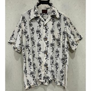 エビス(EVISU)の＊EVISU レーヨン 骸骨 総柄 アロハシャツ オープンカラー半袖シャツ 40(シャツ)