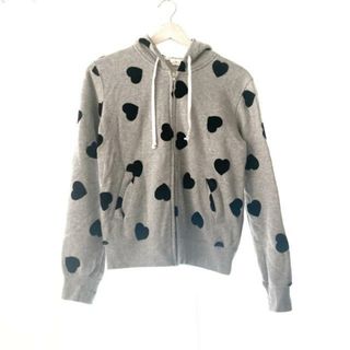 COMME des GARCONS - COMMEdesGARCONS(コムデギャルソン) パーカー サイズM レディース - グレー×黒 長袖/ベロア/ハート/ジップアップ