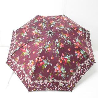 アナスイ(ANNA SUI)のANNA SUI(アナスイ) 折りたたみ傘美品  - エンジ×ピンク×マルチ 化学繊維(傘)