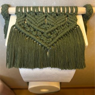 【ハンドメイド】トイレットペーパーホルダーカバー カーキ おしゃれ アメリカン(トイレ収納)