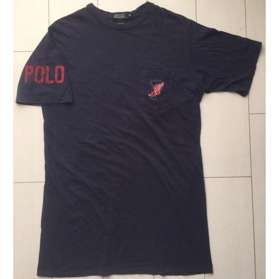 POLO RALPH LAUREN(ポロラルフローレン)の90s USA製 POLO 1992 og wingfoot navy XL メンズのトップス(Tシャツ/カットソー(半袖/袖なし))の商品写真