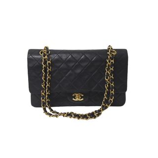 シャネル(CHANEL)のCHANEL シャネル チェーンショルダーバッグ Wフラップ マトラッセ25 ラムスキン 2番台 ブラック ゴールド金具 美品 中古 63471(ハンドバッグ)