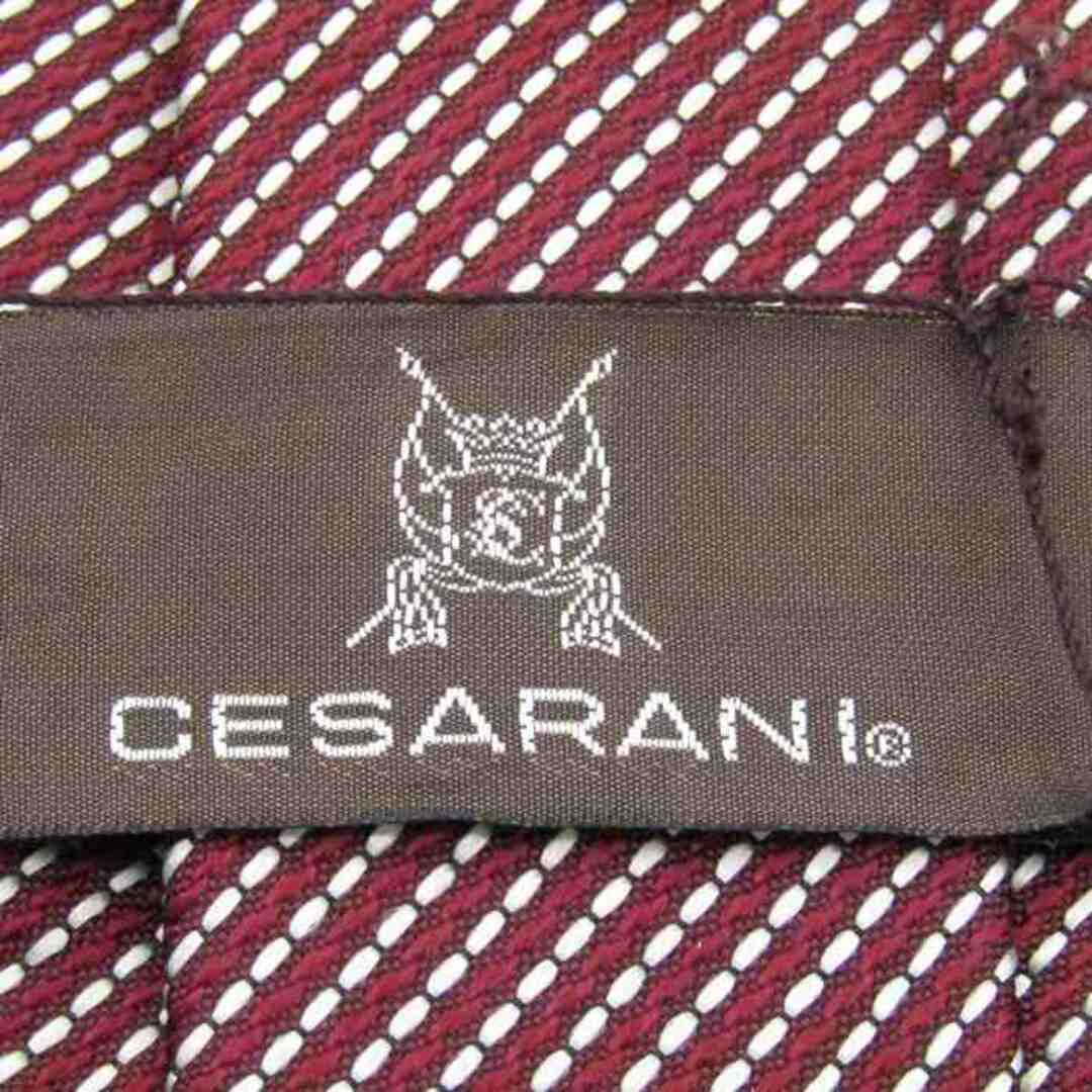 セサラーニ ブランド ネクタイ ストライプ柄 シルク 日本製 未使用タグ付 PO  メンズ ワインレッド CESARANI メンズのファッション小物(ネクタイ)の商品写真