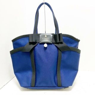 ランバンオンブルー(LANVIN en Bleu)のLANVIN en Bleu(ランバンオンブルー) トートバッグ - ネイビー×黒 リボン/パール ポリエステル(トートバッグ)