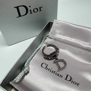 【箱付き】dior ロゴリング　指輪　Dロゴ　ストーン　メタルカラー　保管袋