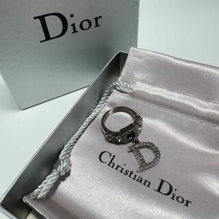 Christian Dior - 【箱付き】dior ロゴリング　指輪　Dロゴ　ストーン　メタルカラー　保管袋