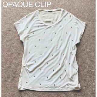 OPAQUE.CLIP - OPAQUE CLIP キラキラしずく シアー 白 オーバーサイズ半袖カットソー