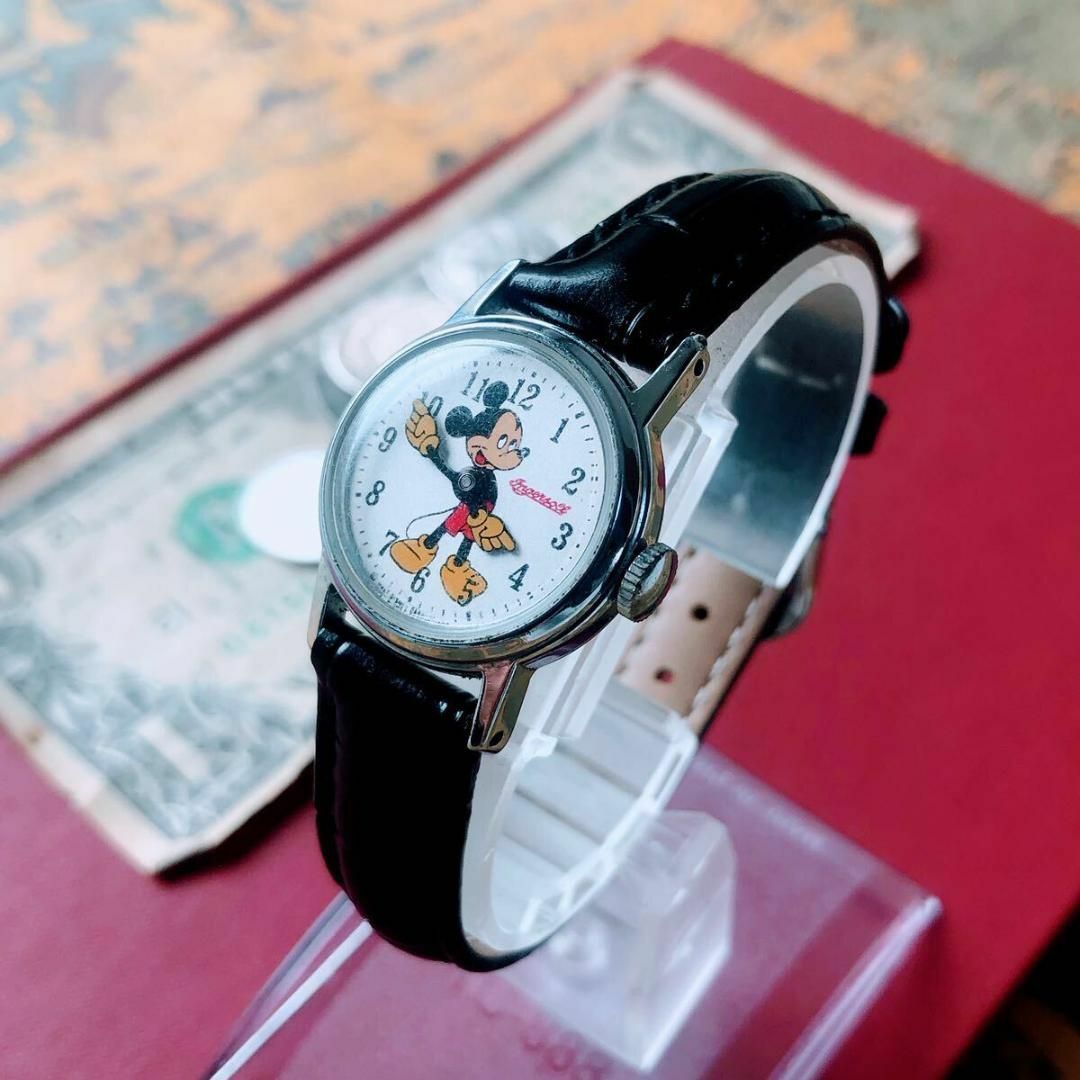 #3042【超可愛い】 ディズニー ミッキーマウス 手巻き 動作品 インガーソル レディースのファッション小物(腕時計)の商品写真